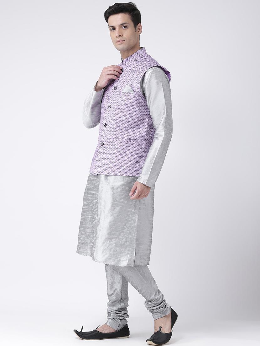 men mandarin neck kurta bottom with jacket - 21097704 - Standard Image - 2