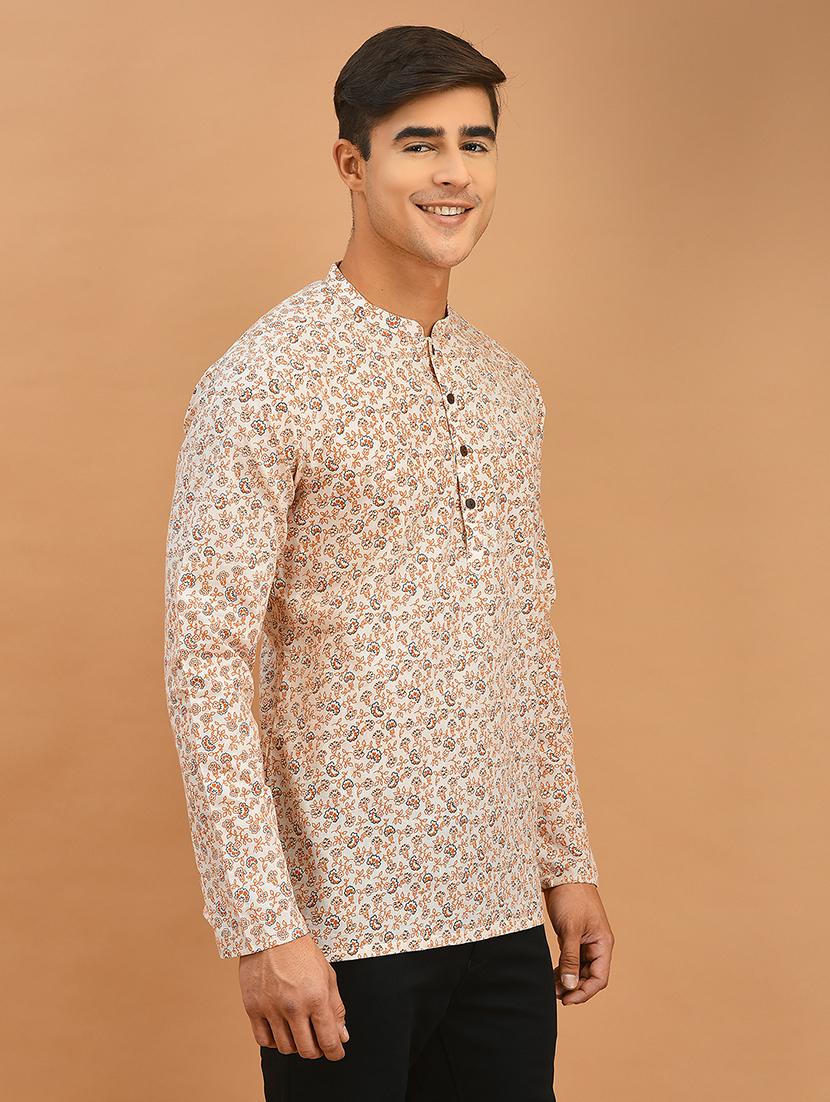 cream cotton short kurta - 21098434 - Standard Image - 2
