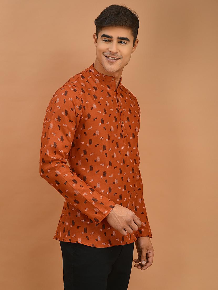 orange colored cotton short kurtas kurta - 21098436 - Standard Image - 2