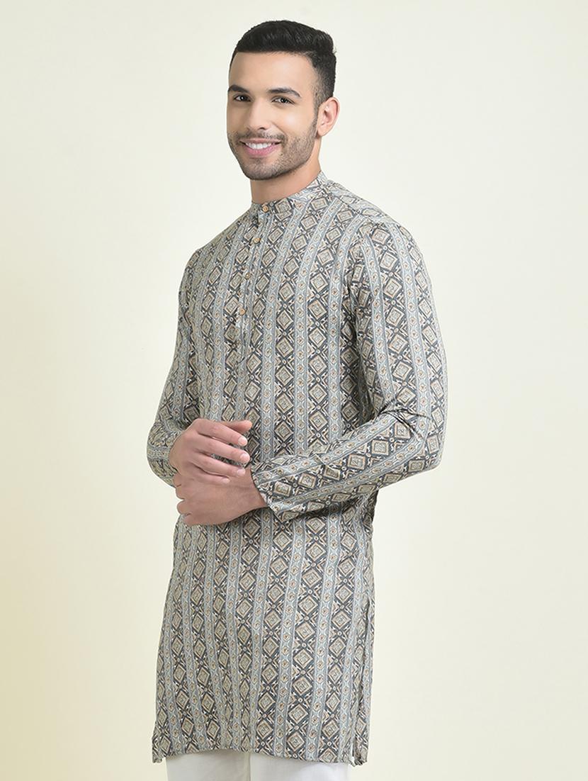 men printed regular short kurta - 21098442 - Standard Image - 2