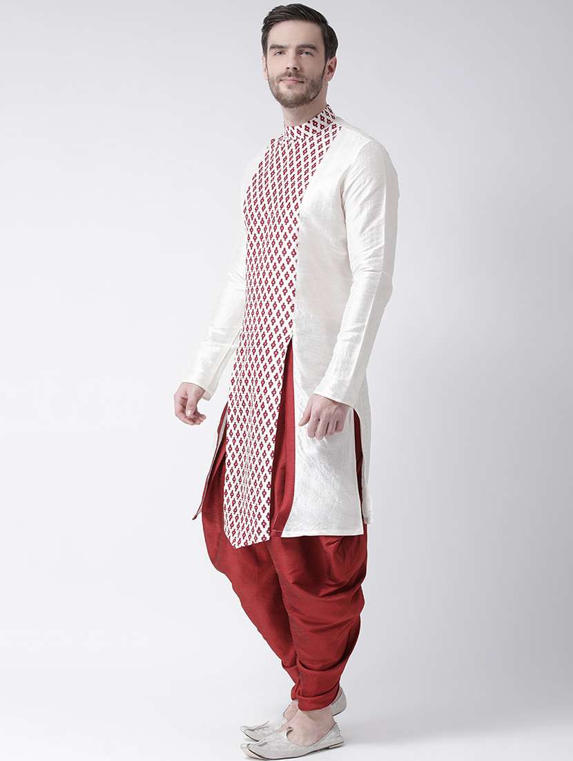 white colored silk blend short kurta - 21098507 - Standard Image - 2