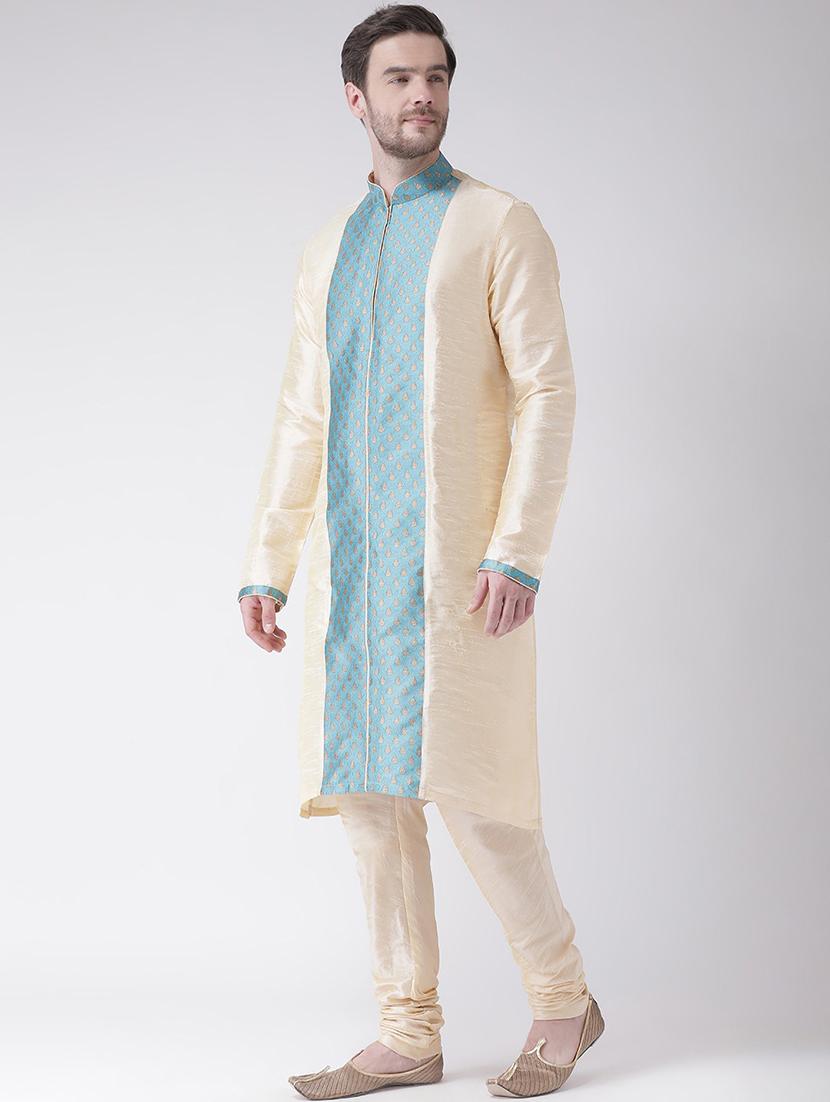 cream colored silk blend short kurtas kurta - 21098526 - Standard Image - 2