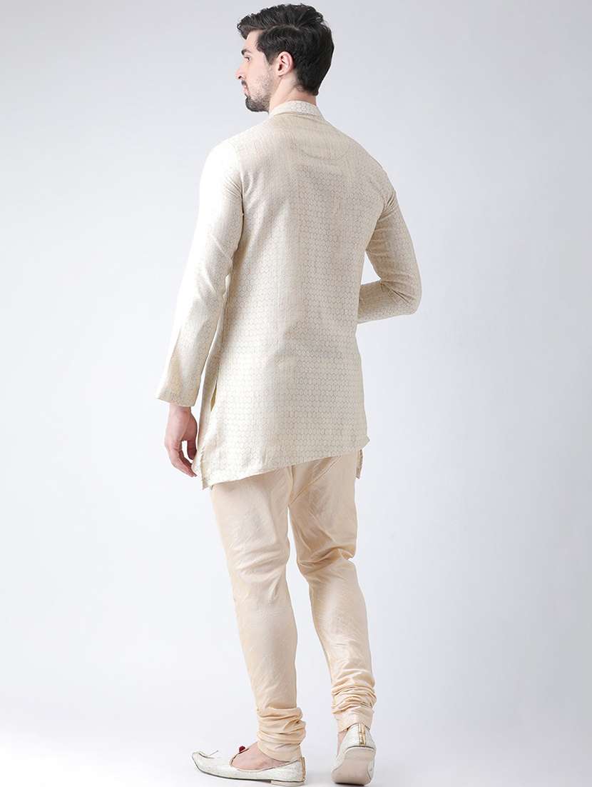 white silk blend asymmetric kurta - 21098560 - Standard Image - 2