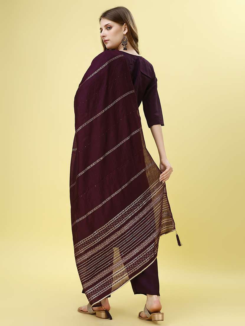 women three quarter sleeve kurta pant with dupatta set - 21098894 - Standard Image - 2
