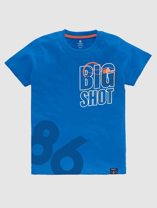Blue Front Printed Casual T Shirt