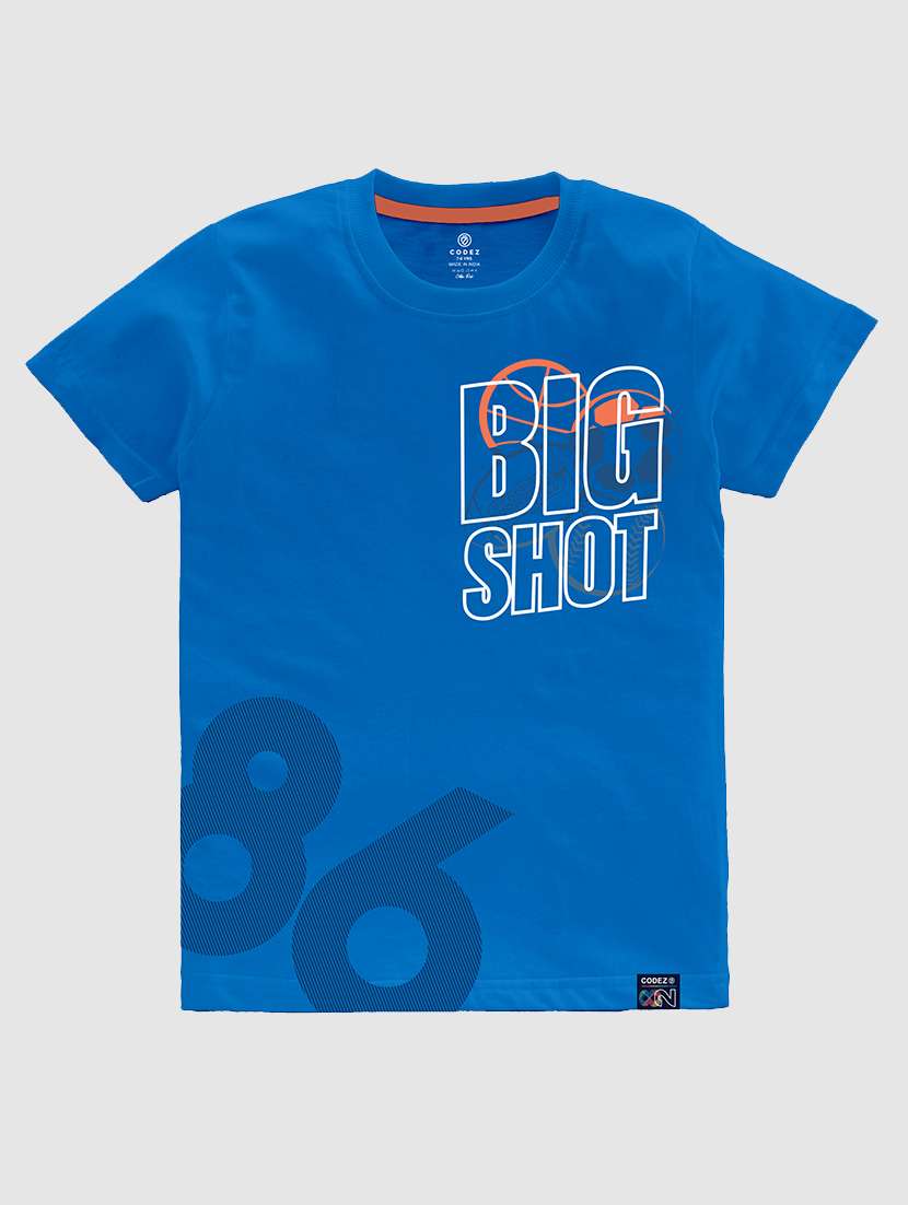 blue front printed casual t-shirt