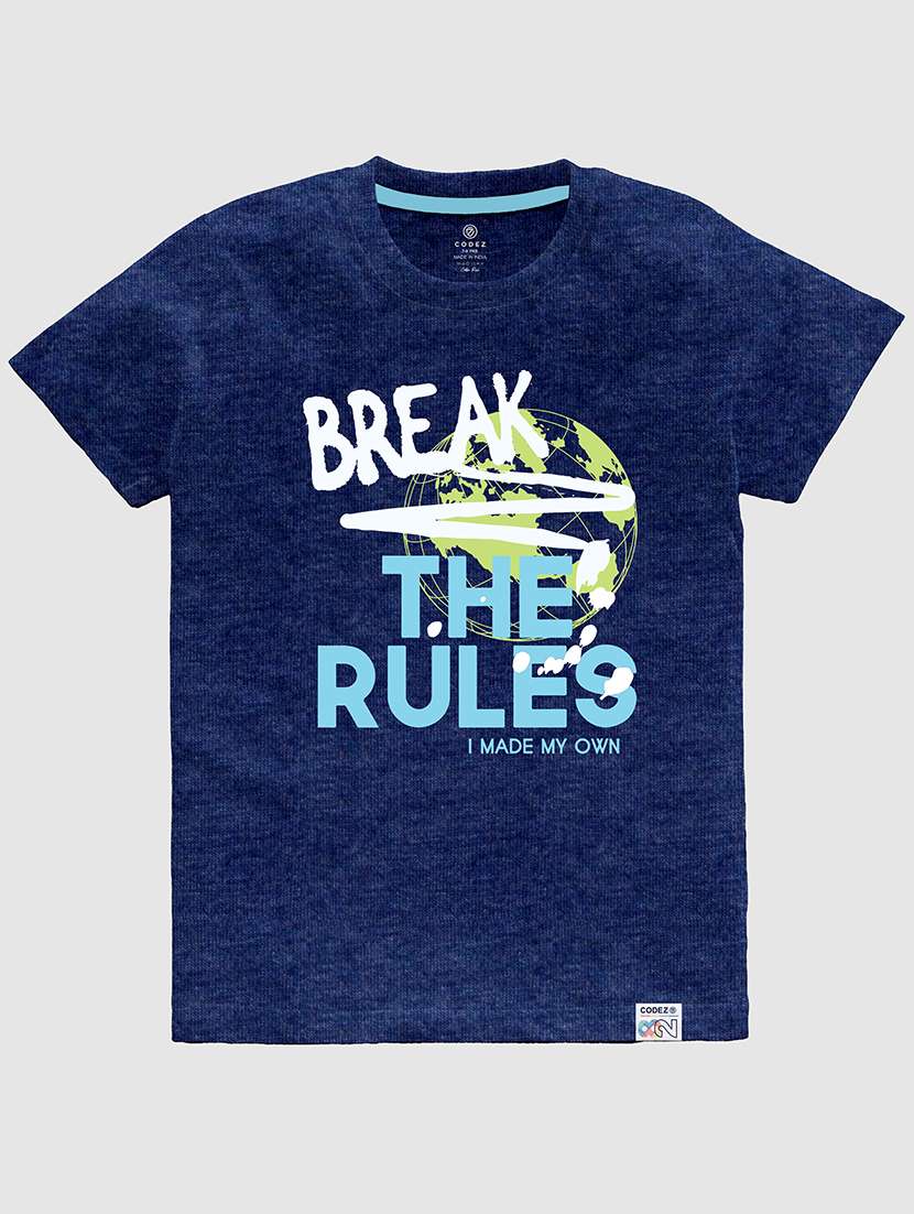 blue front printed casual t-shirt