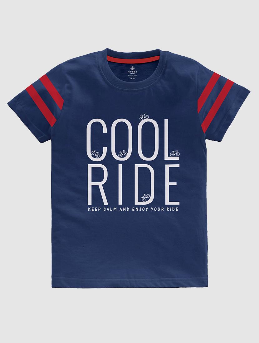 navy blue front printed casual t-shirt - 21098921 - Zoom Image - 0