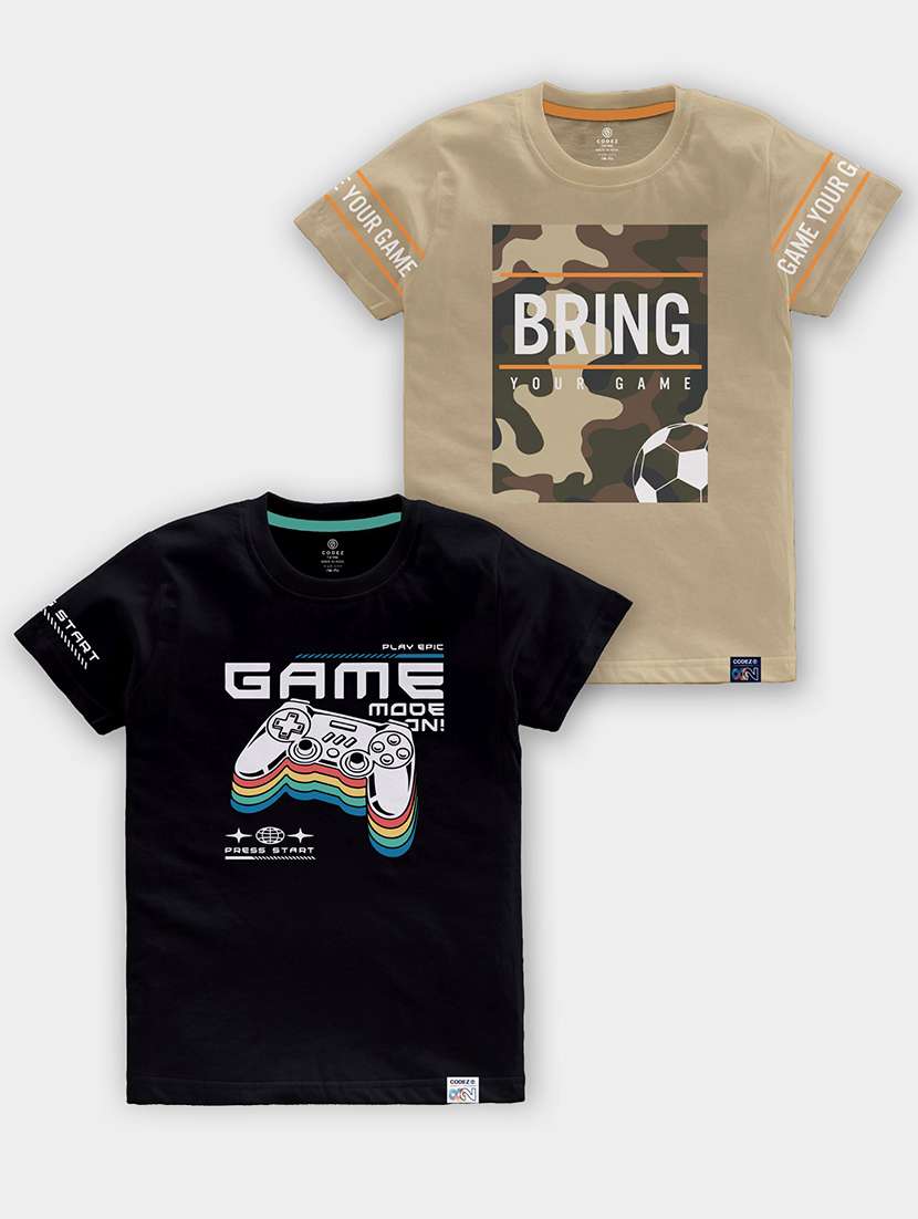 pack of 2 multi coloured printed t-shirt