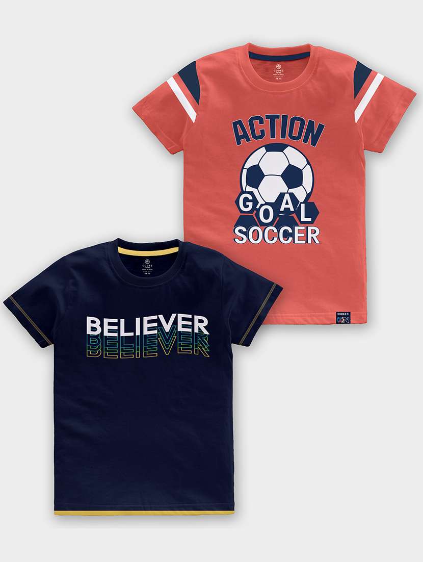 pack of 2 multi coloured printed t-shirt