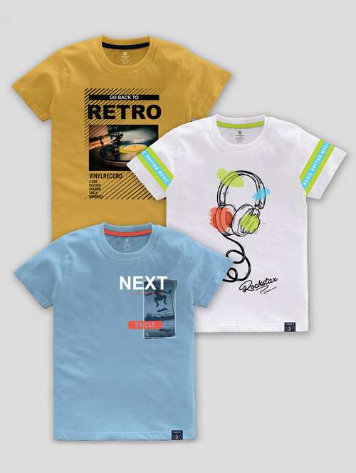 Pack Of 3 Multi Colored Printed T Shirt