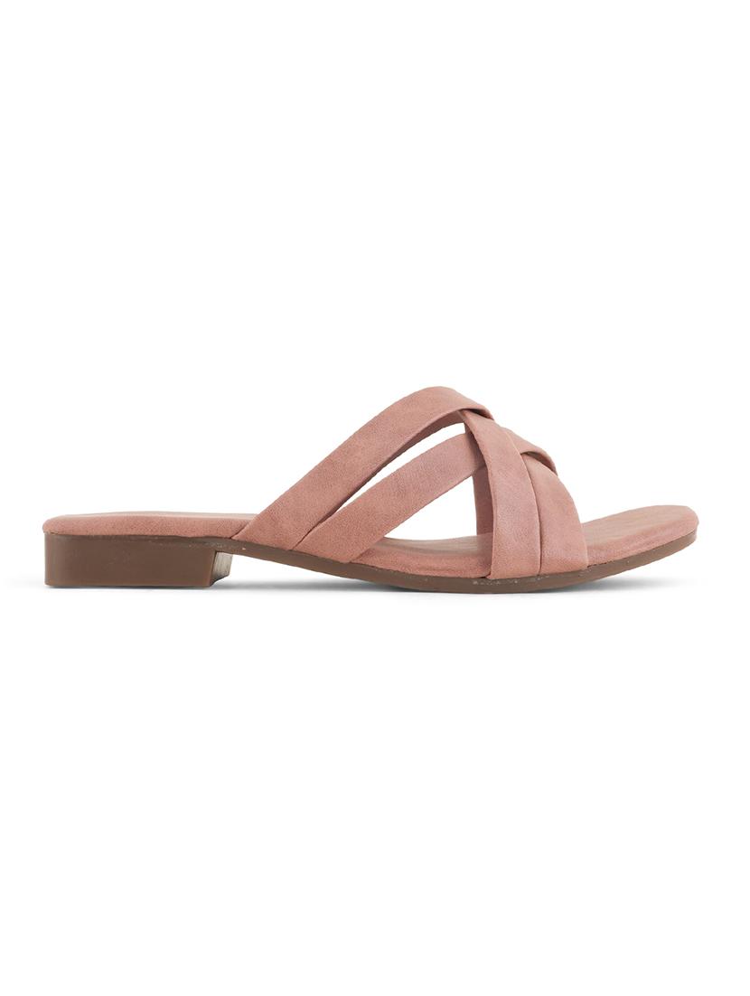 peach synthetic slip on sandals - 21099043 - Standard Image - 2