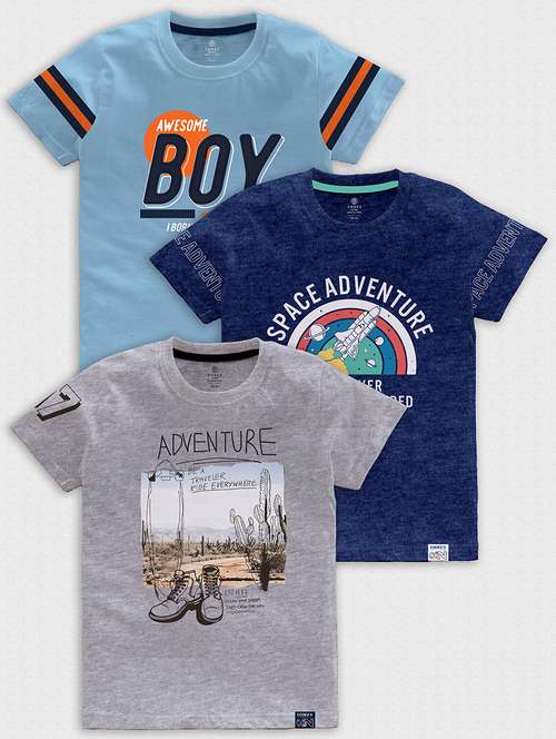 pack of 3 multi colored front print t-shirt - 21099134 -  Standard Image - 0