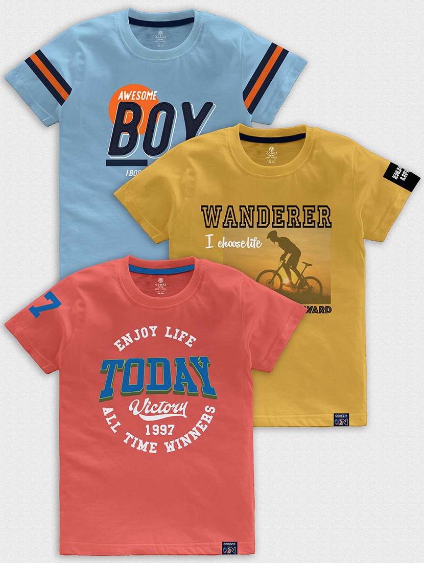 pack of 3 front print t-shirt