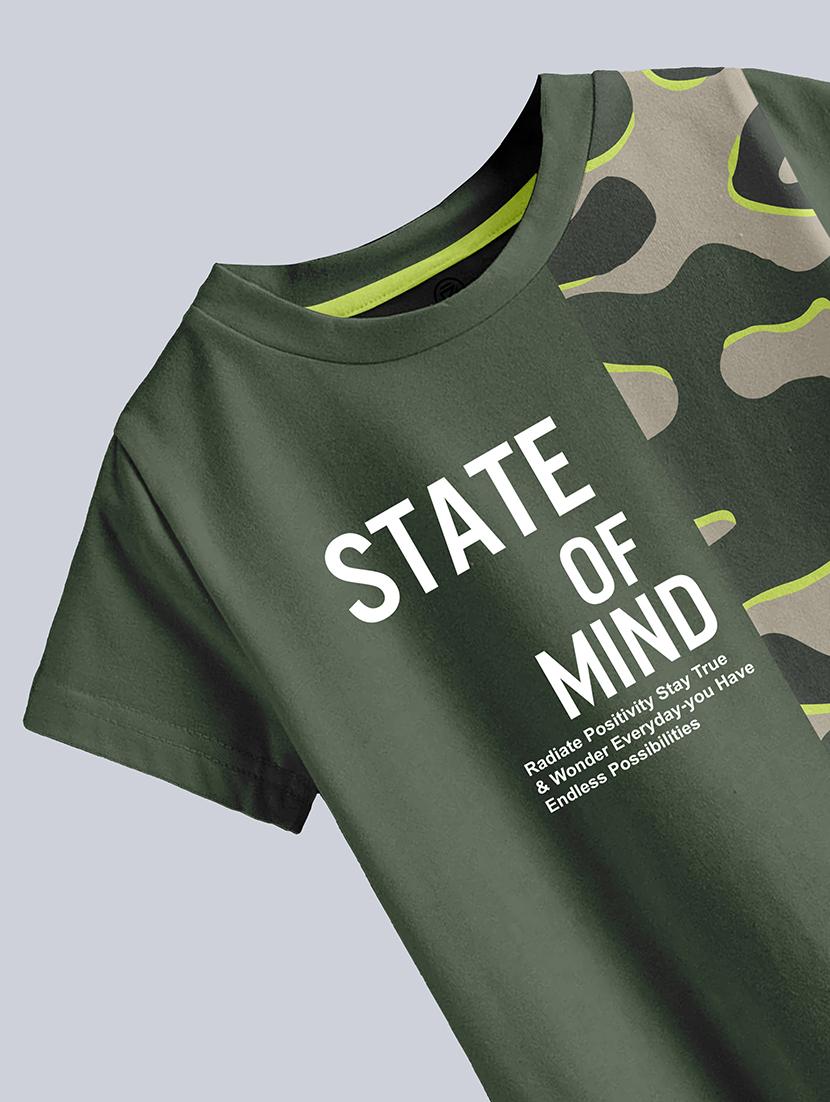 olive green front printed t-shirt - 21099161 - Standard Image - 2