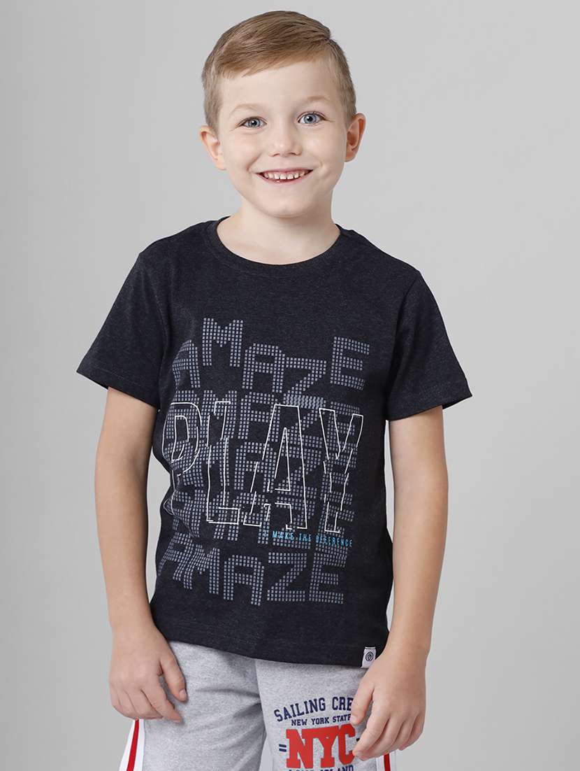 boys round neck typographic regular t-shirt