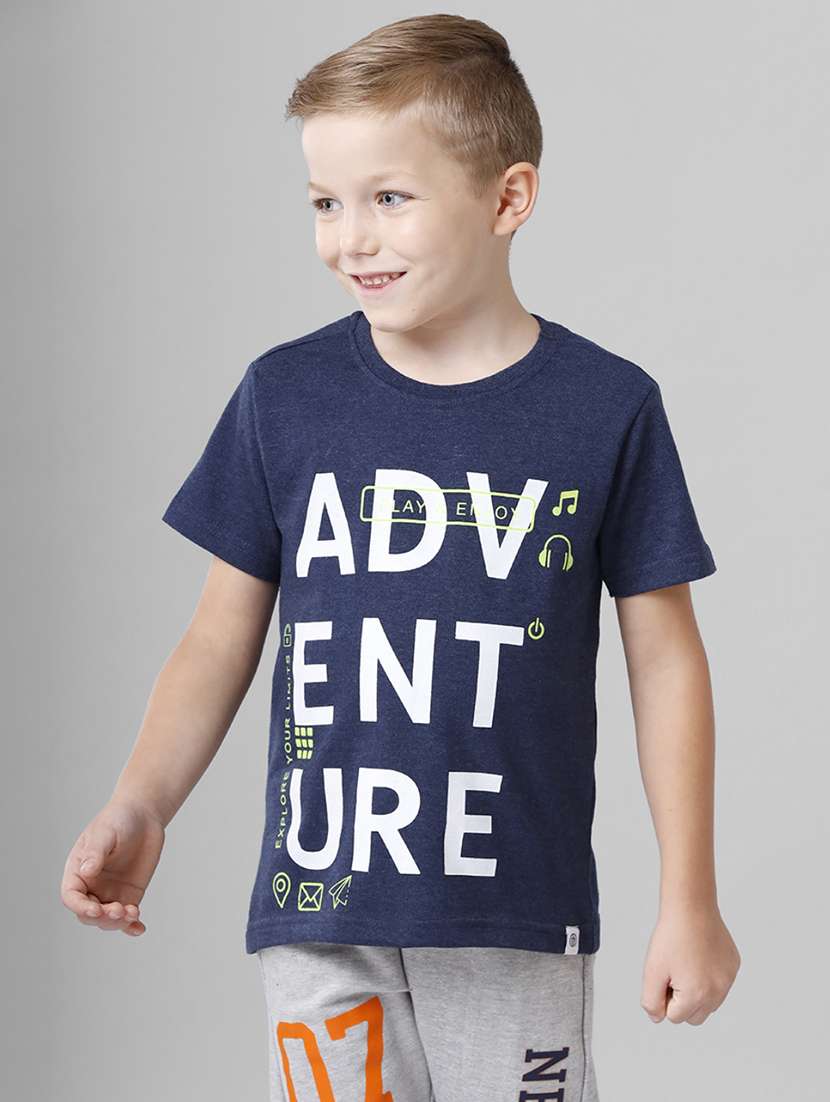 navy blue front printyed t-shirt