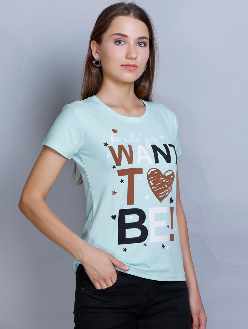 women front print round neck t-shirt - 21099473 - Standard Image - 2