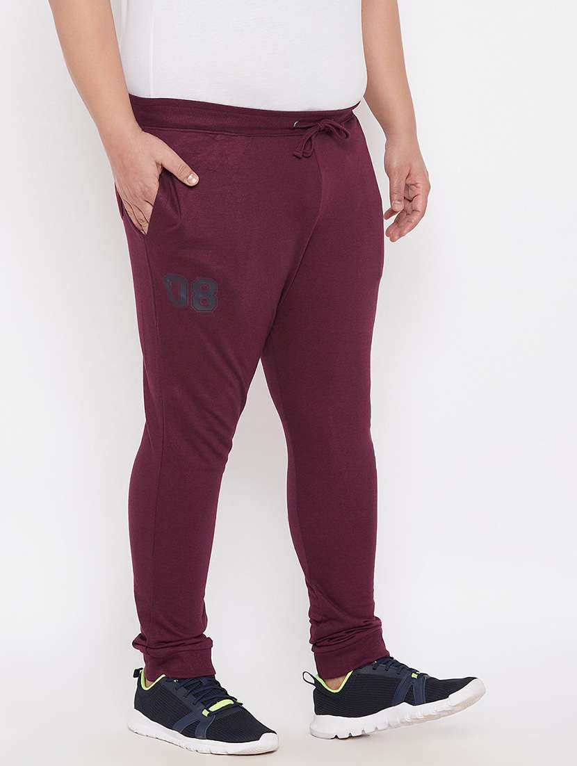men burgundy placement print mid rise jogger - 21099510 -  Standard Image - 2