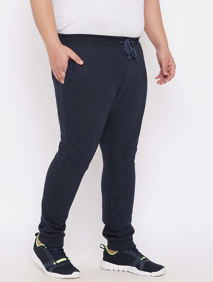 navy blue cotton blend joggers track pant - 21099516 -  Standard Image - 2