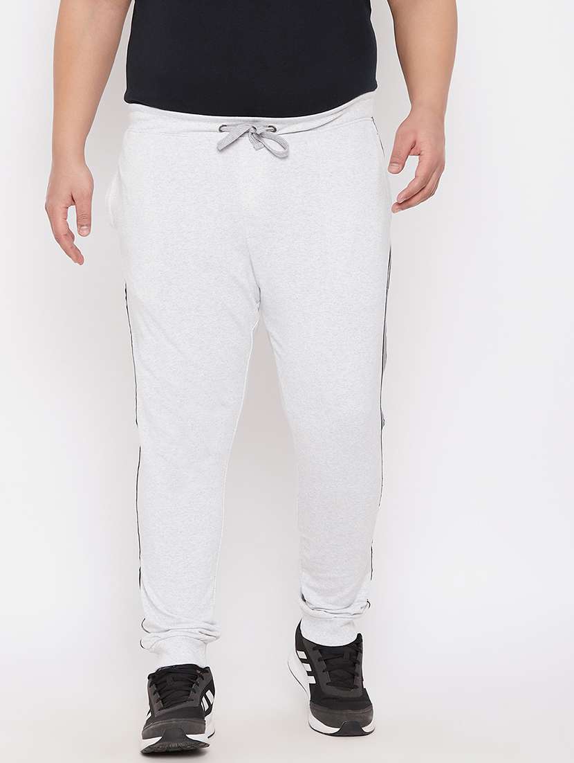 white cotton blend joggers track pant