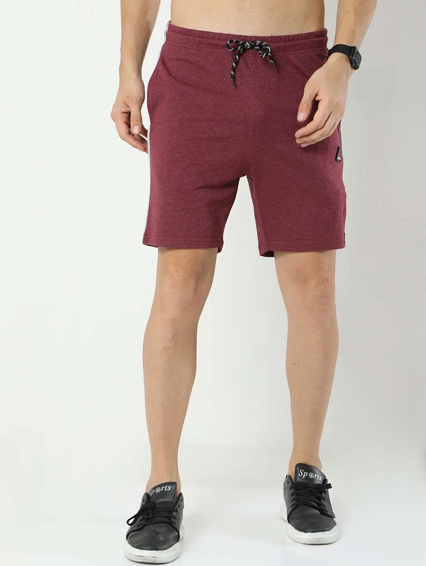 maroon cotton blend  short - 21099539 -  Zoom Image - 0