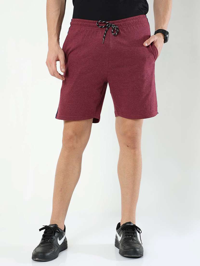 maroon cotton blend  short
