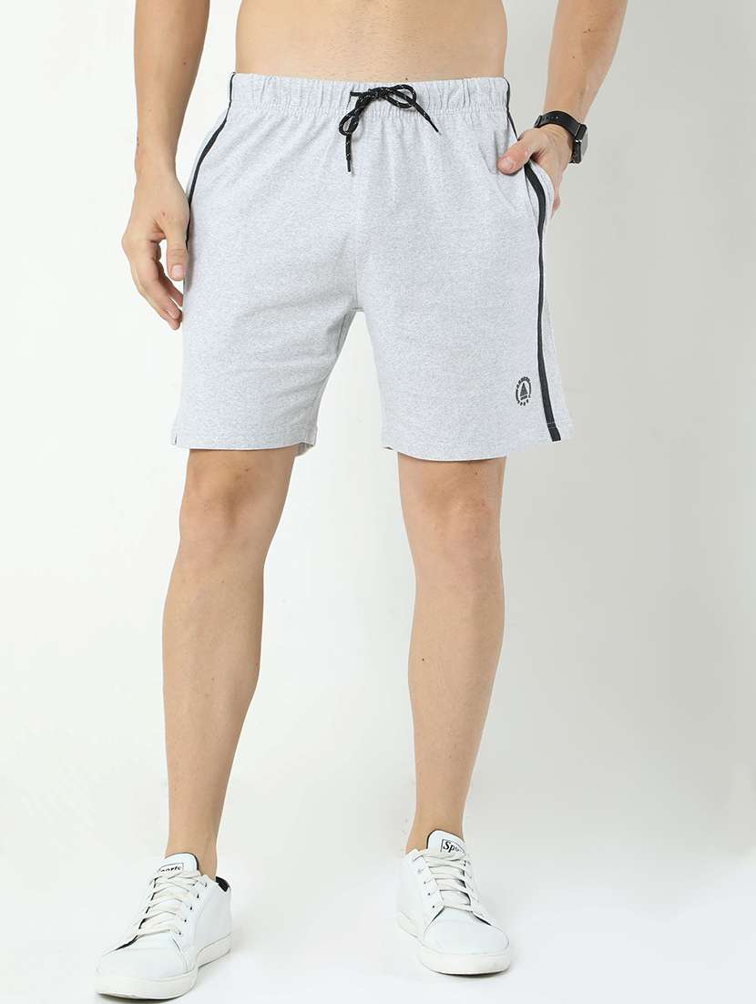 grey melange cotton blend  short