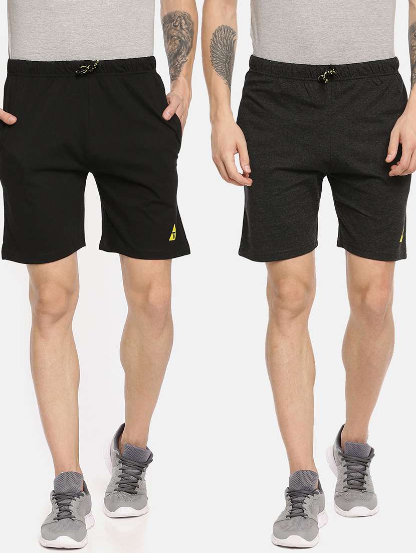 men pack of 2 solid mid rise short