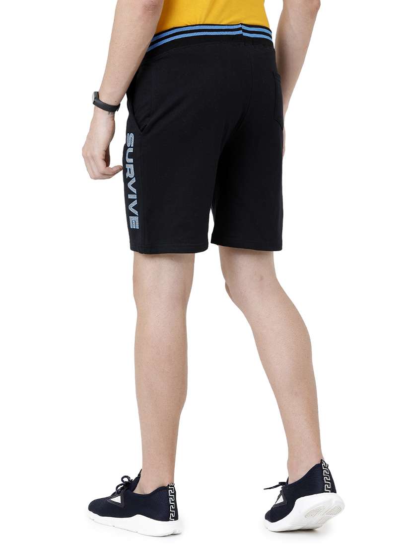 navy blue typographic printed shorts - 21099684 -  Standard Image - 2