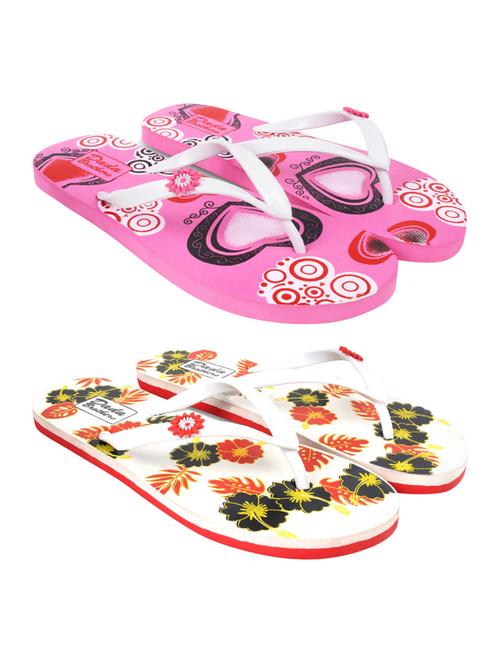 multicolored printed set of 2 slippers flip flop - 21099838 -  Standard Image - 0