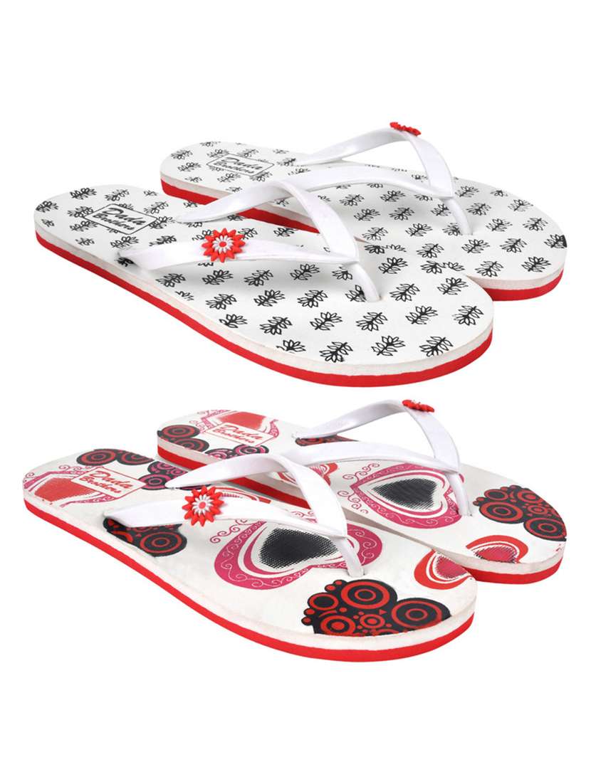 multicolored printed set of 2 slippers flip flop