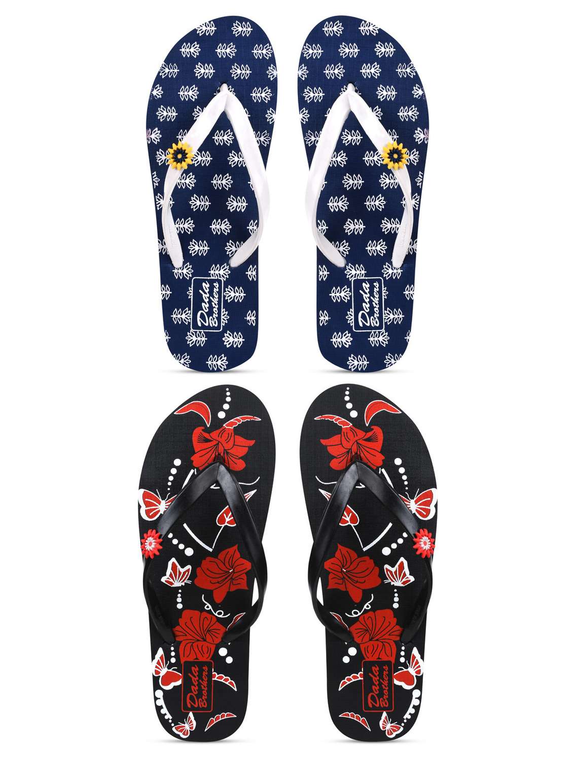 multicolored printed set of 2 slippers flip flop