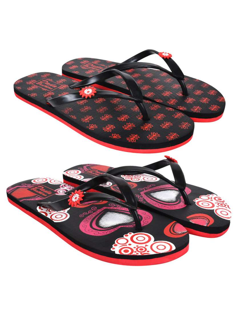 multicolored printed set of 2 slippers flip flop