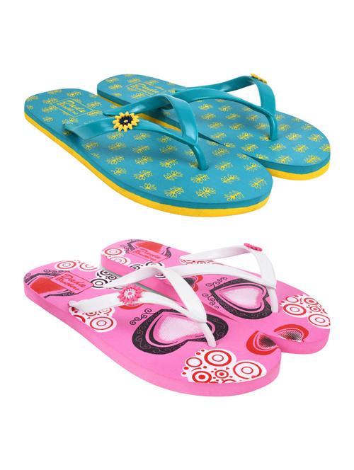 multicolored printed set of 2 slippers flip flop - 21100046 - Standard Image - 0