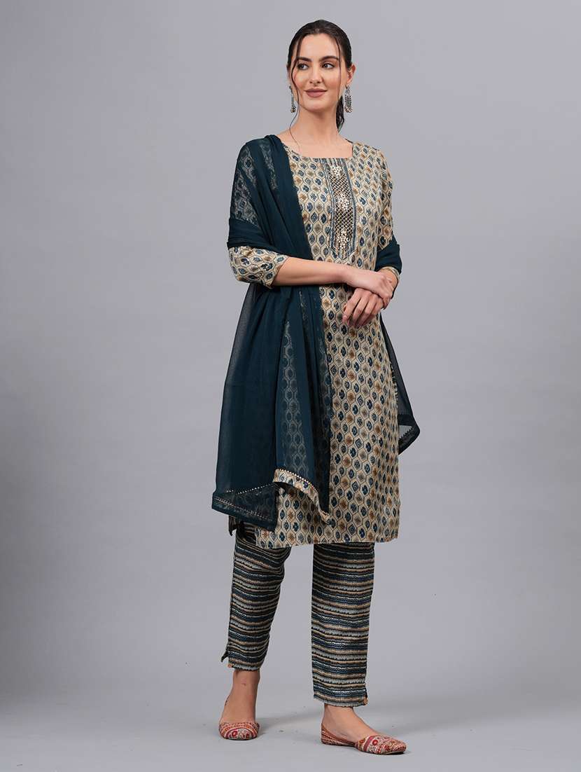 women printed kurta bottom with dupatta set - 21100092 - Standard Image - 2