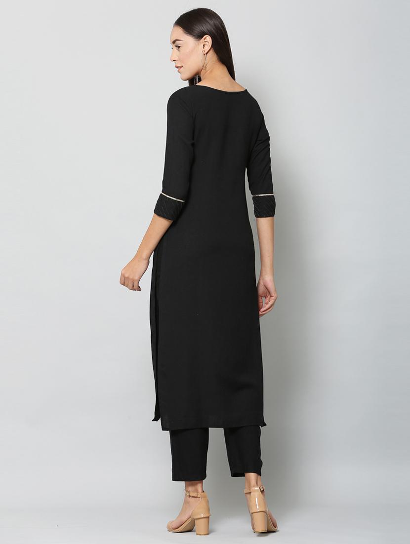 women black kurta pant set with dupatta - 21100634 - Standard Image - 2