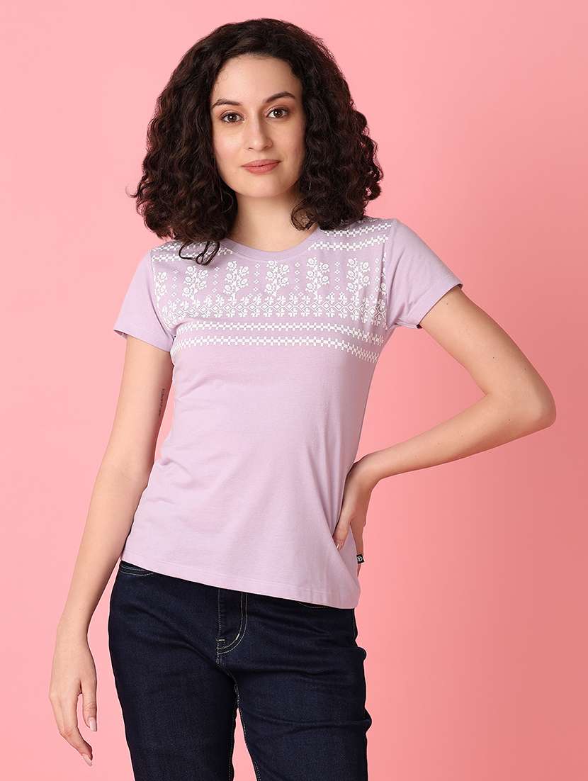 women purple printed regular t-shirt - 21101677 -  Standard Image - 2
