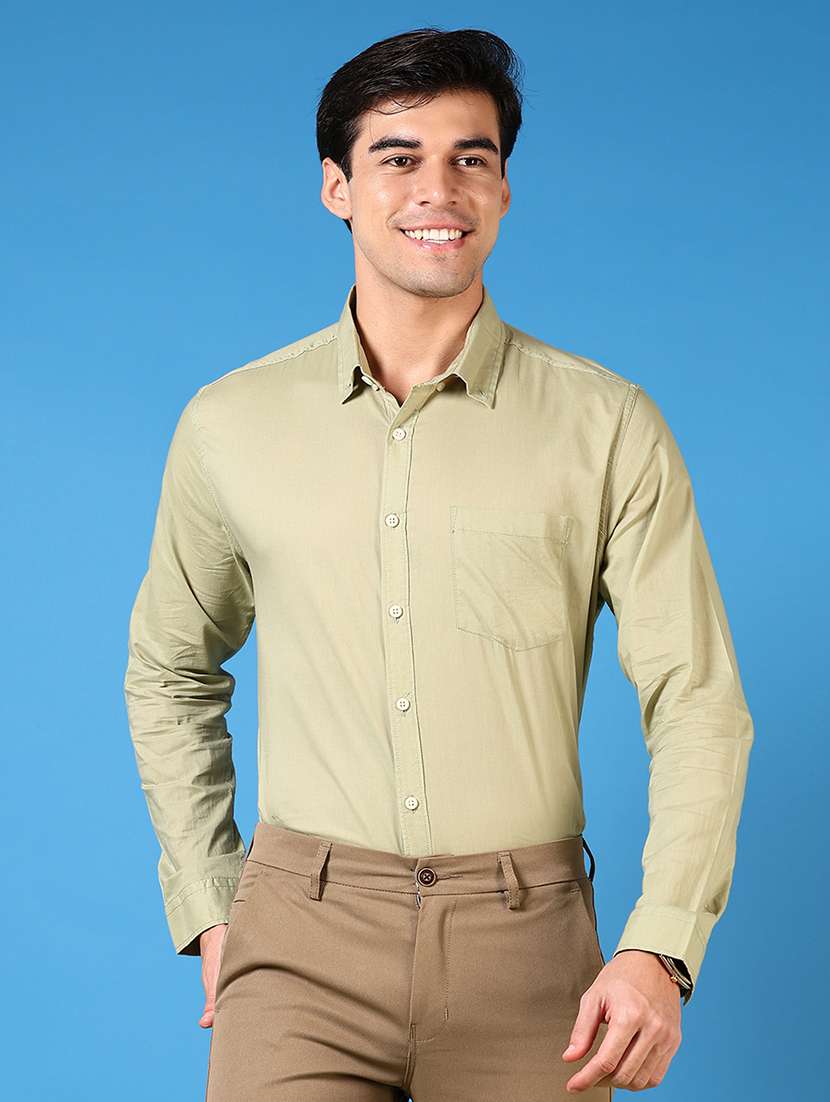 men solid long sleeve regular fit formal shirt