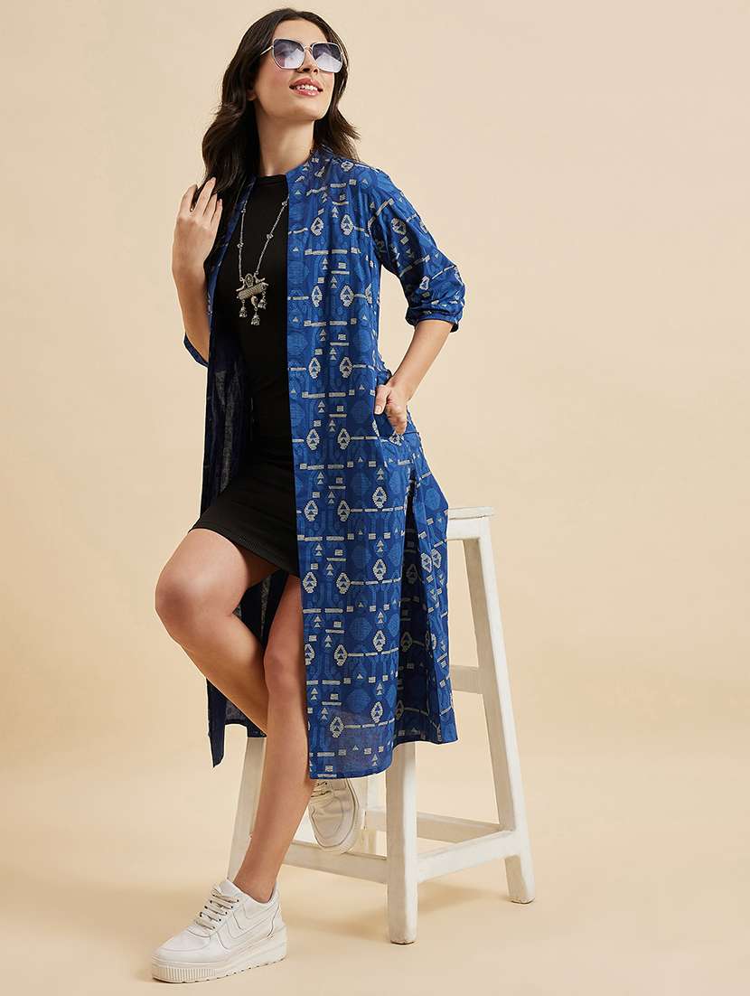 women blue printed shrug - 21102079 -  Standard Image - 2