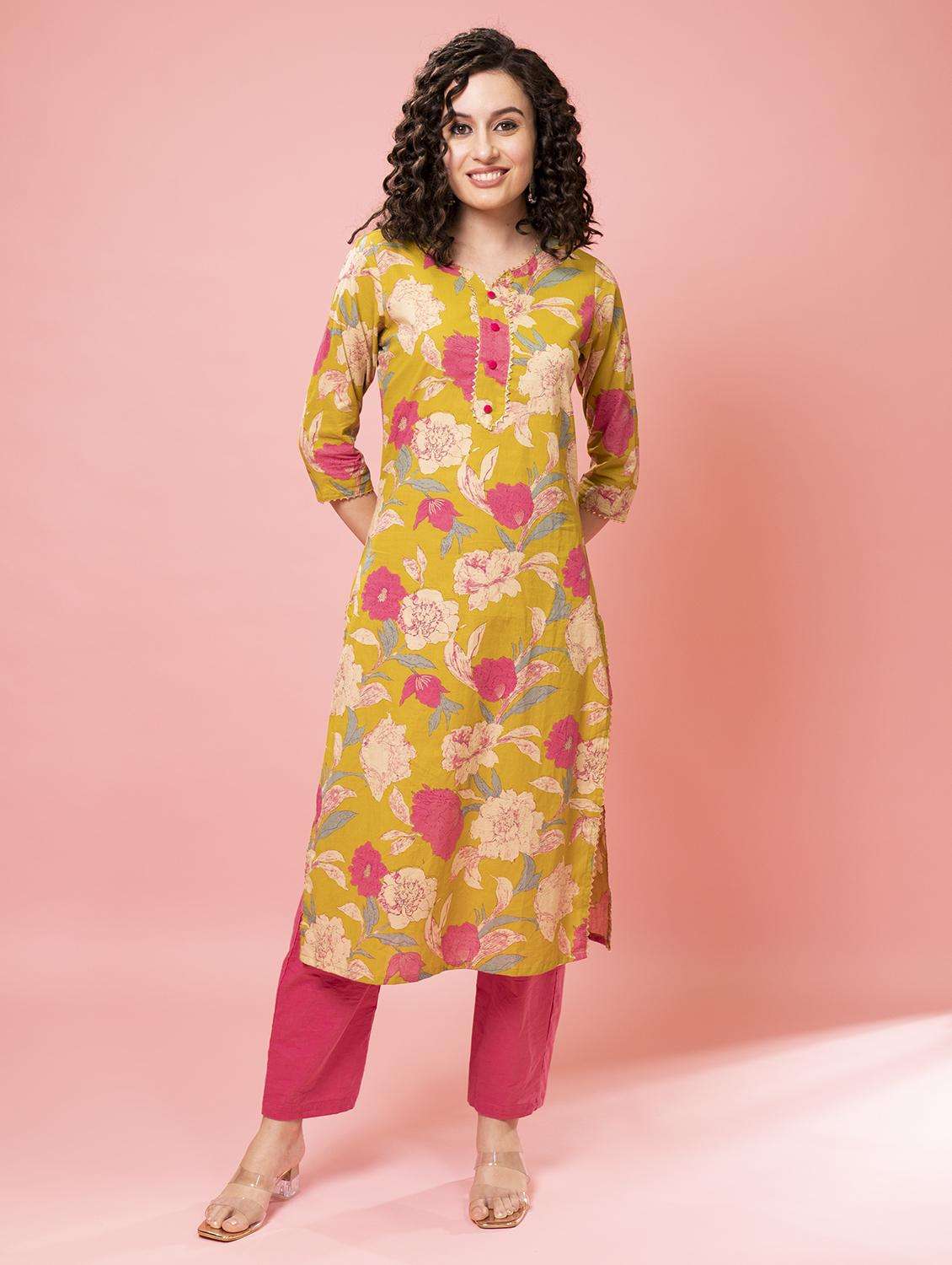 women three quarter sleeve kurta pant with dupatta set - 21102103 -  Standard Image - 2