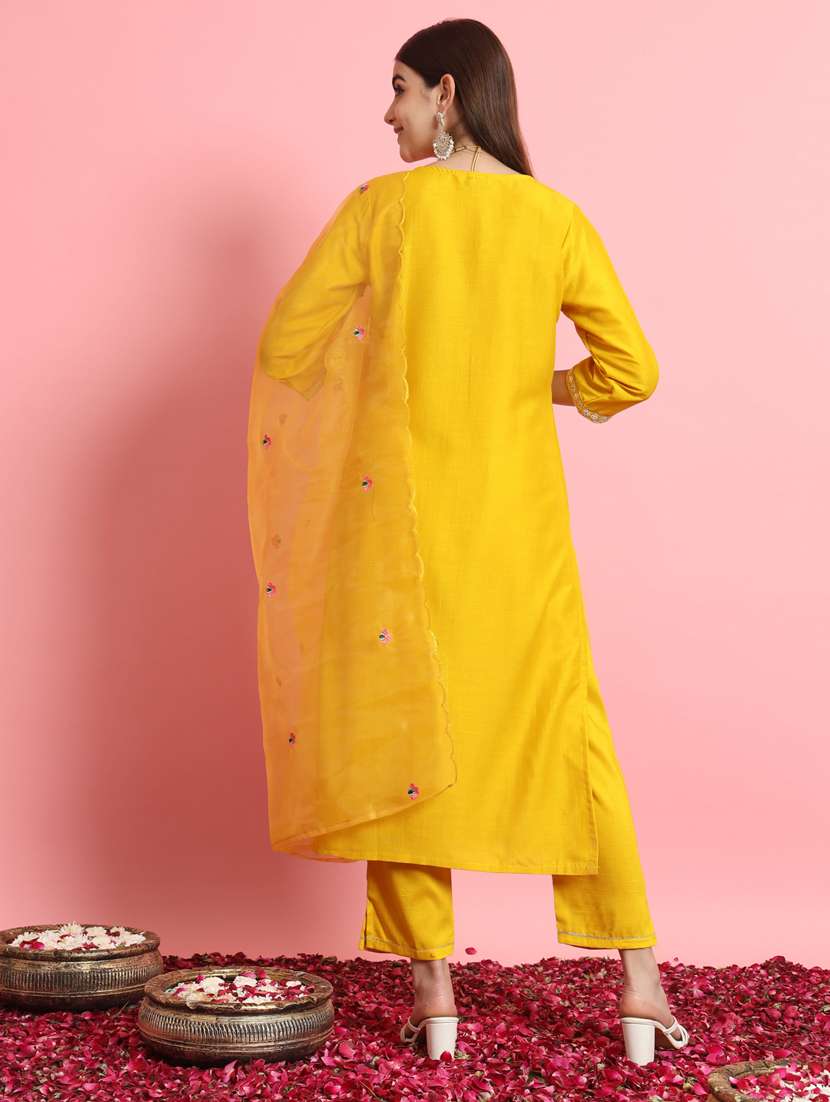 women embroidered kurta pant with dupatta suit set - 21102163 -  Standard Image - 2