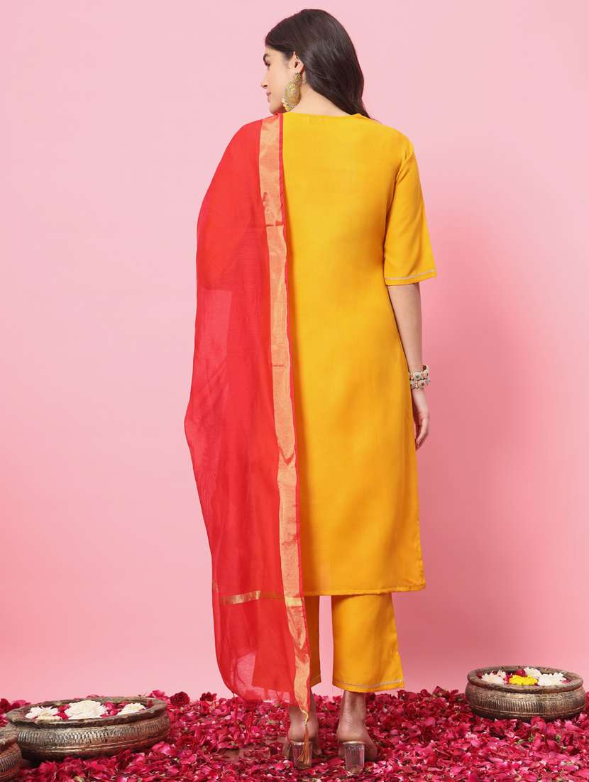women embroidered kurta bottom with dupatta suit set - 21102181 - Standard Image - 2