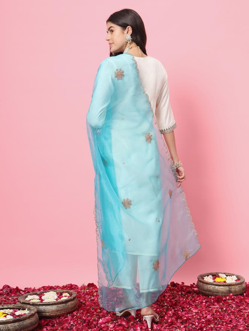 women three quarter sleeve kurta pant with dupatta set - 21102186 - Standard Image - 2