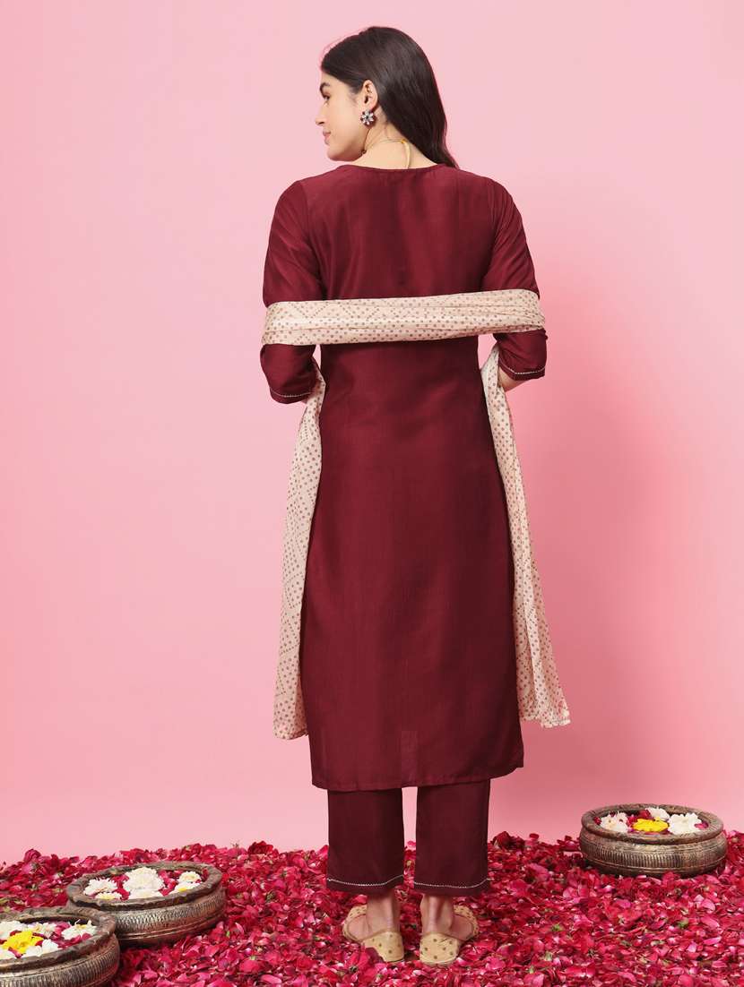 women embroidered kurta bottom with dupatta suit set - 21102187 -  Standard Image - 2