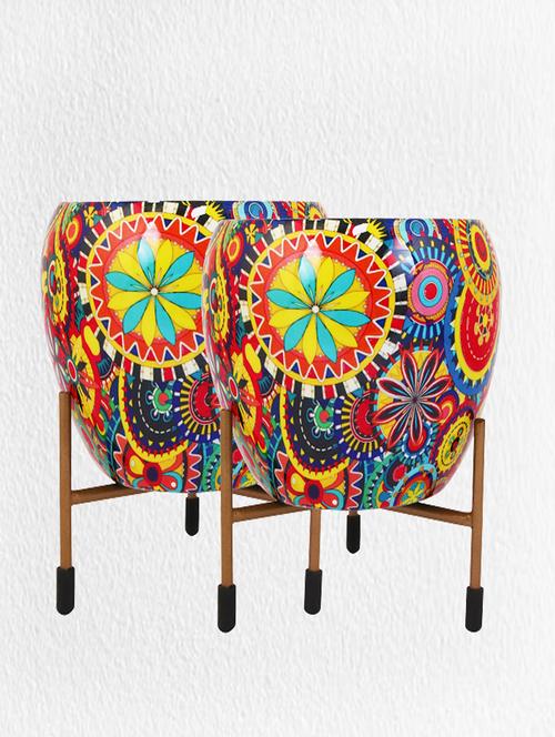 pack of 2 multi colored home decor pot - 21102219 - Standard Image - 0