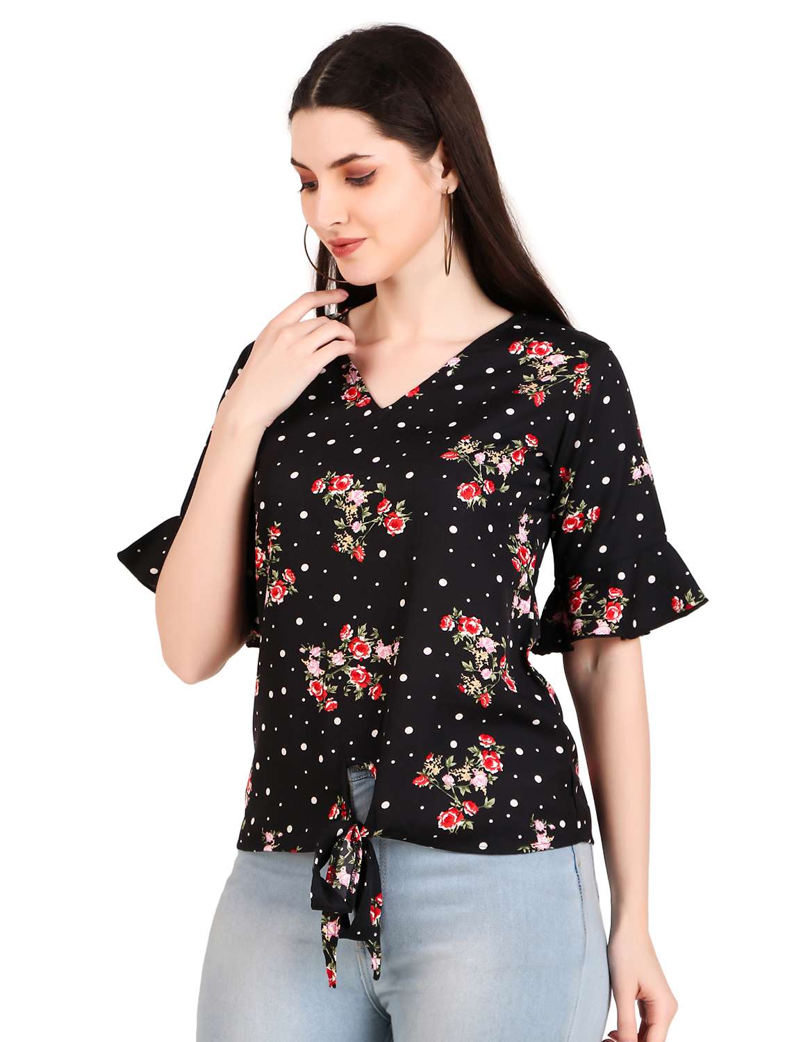 women black floral printed casual top