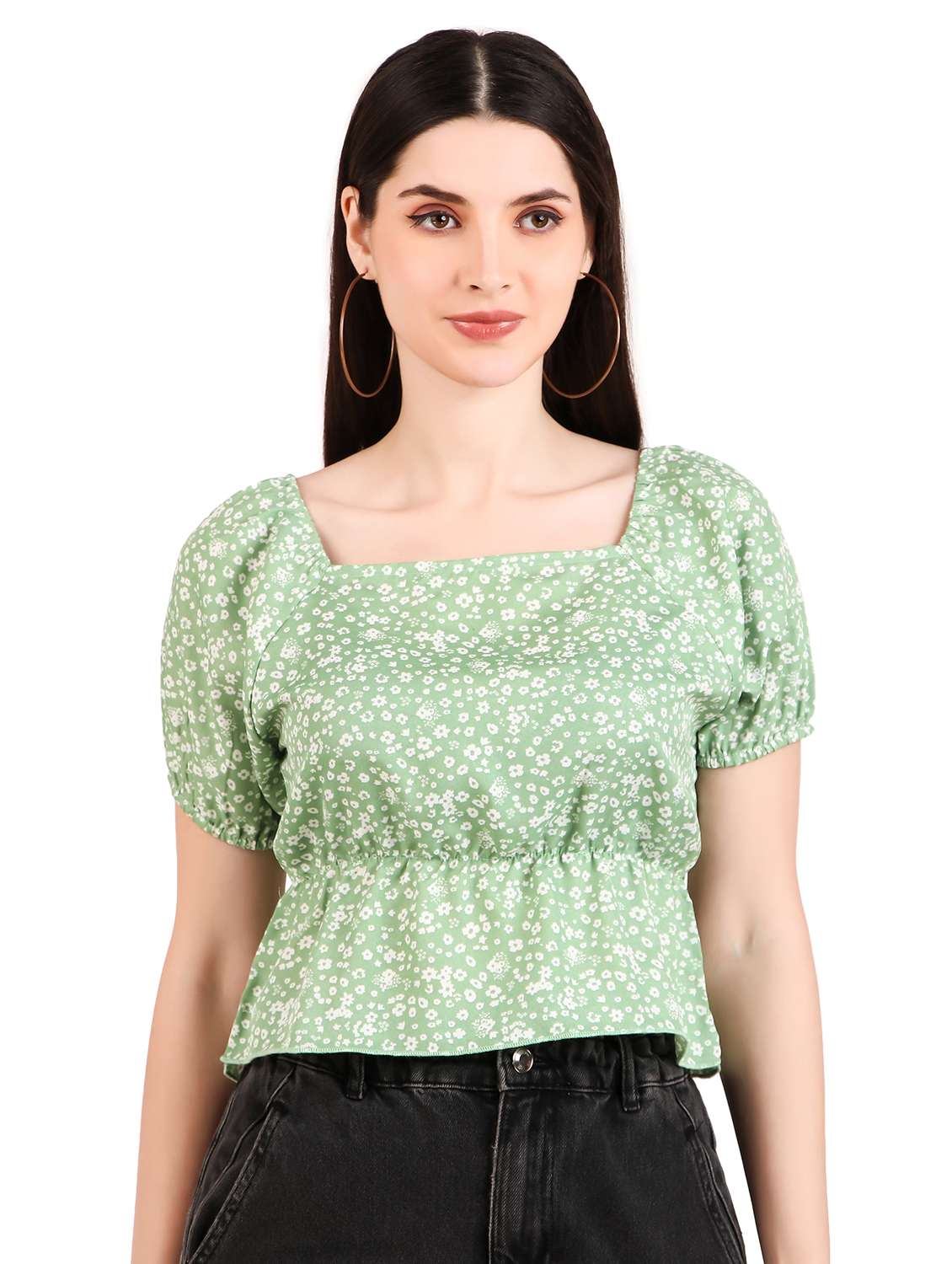 women green floral printed crop top