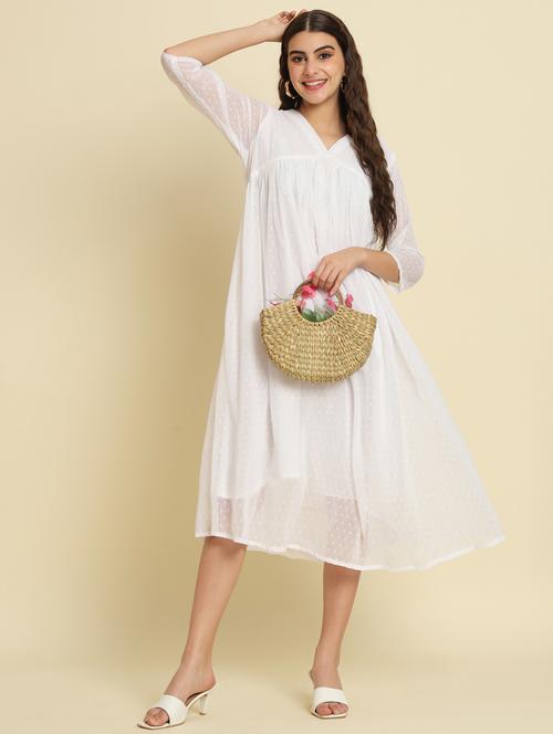 women white self design detailed dress - 21102299 -  Standard Image - 0