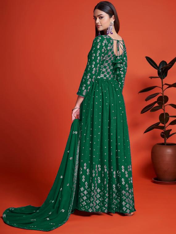 green anarkali semi-stitched suit - 21102490 - Standard Image - 2